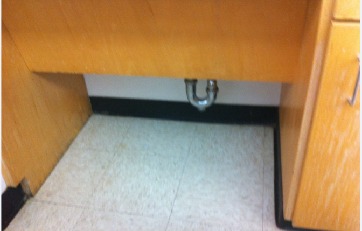 Classroom floor restoration before